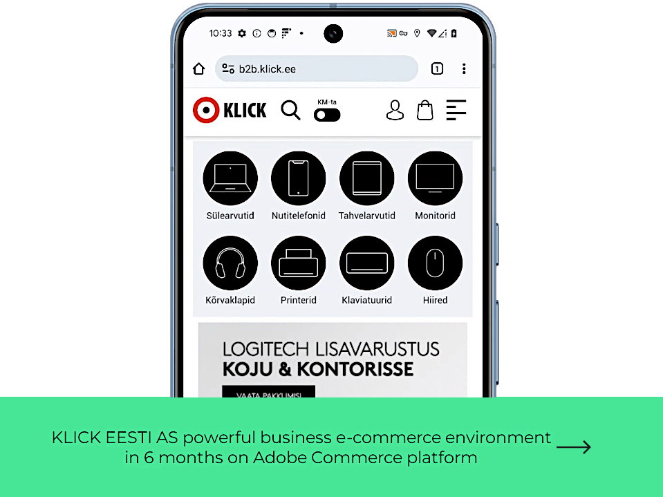 KLICK EESTI AS powerful business e-commerce environment in 6 months on Adobe Commerce platform